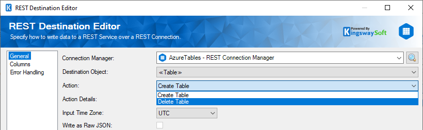 Azure Tables Destination component - Tables.png